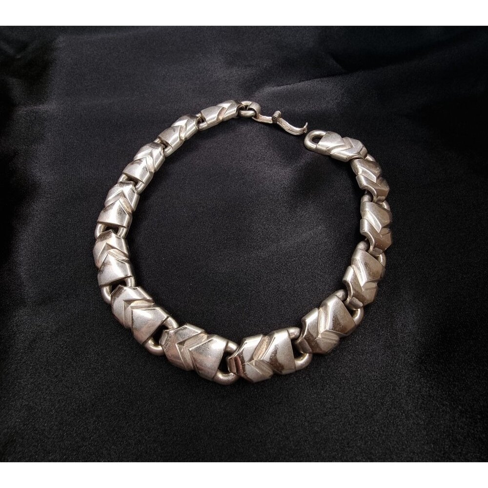 Rare Find Vintage 1950s-1960s Christian Dior Silver-Tone Geometric Link Necklac - Picture 1 of 6